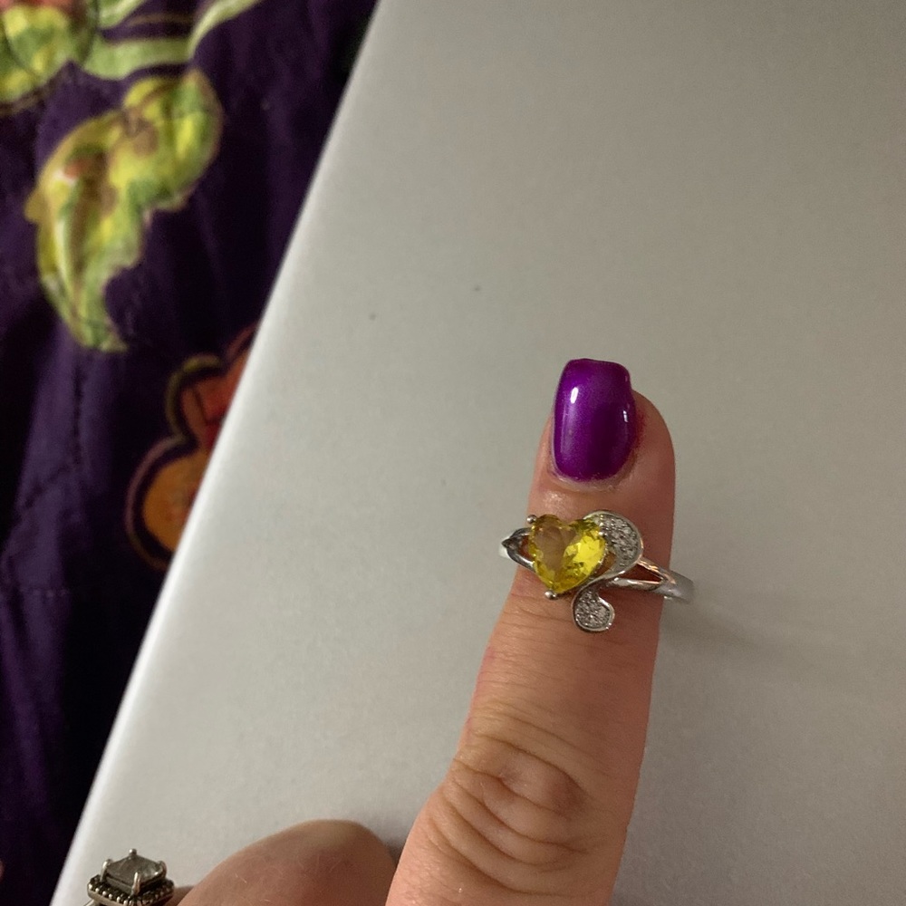 Sunburst heart stone with CZ